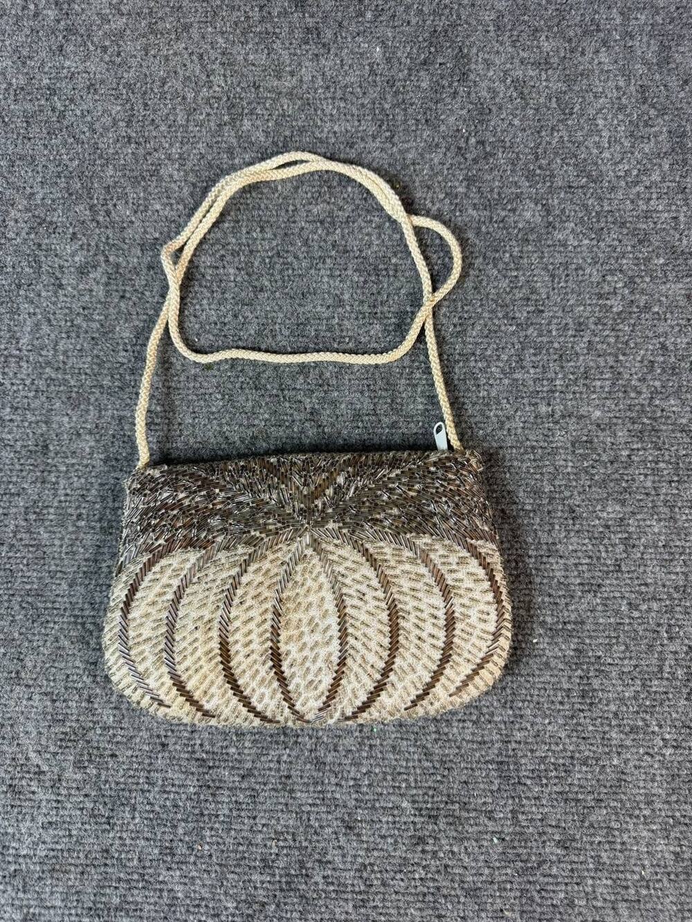 VTG Beaded Evening Purse Small Clutch Bag Handbag China Beads Floral Pattern